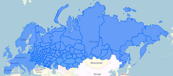Зона покрытия сети CobraConnex в России и Европе